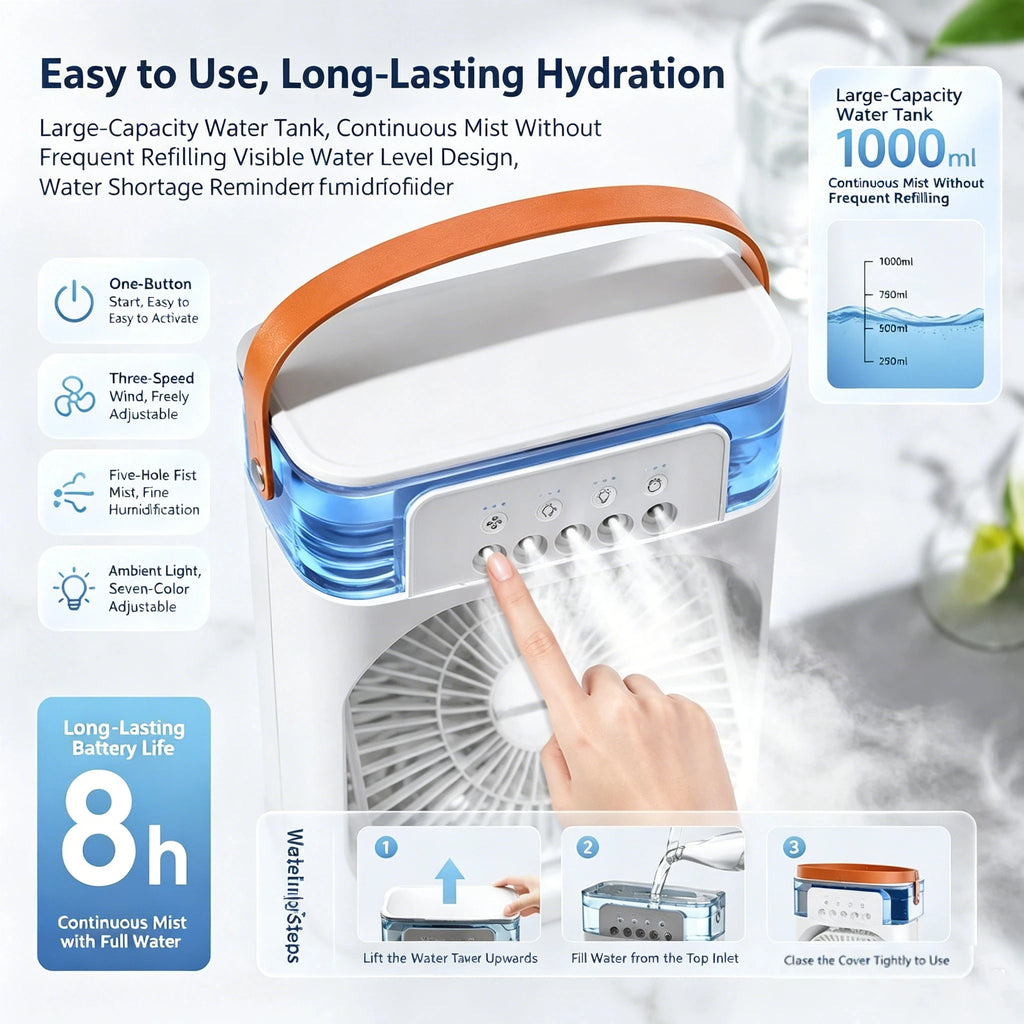 Ventilador de escritorio USB + humidificador