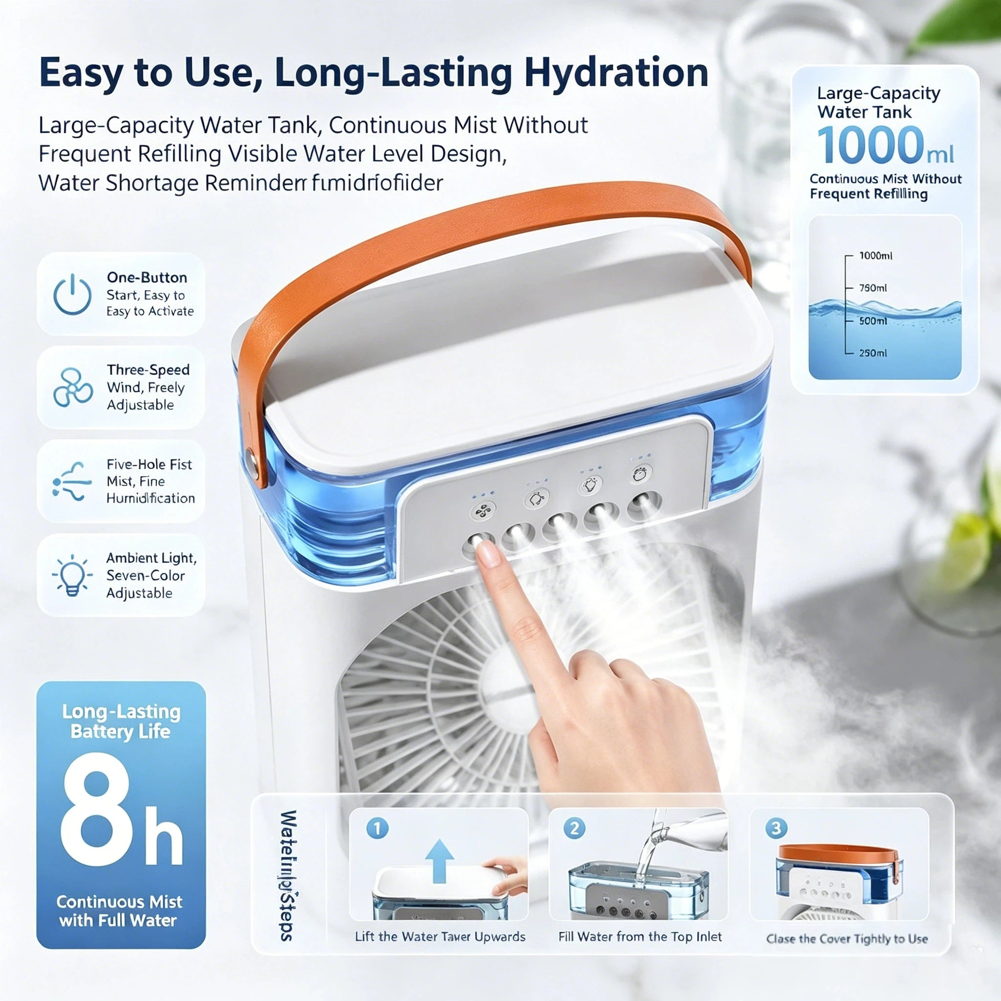 Ventilador de escritorio USB + humidificador
